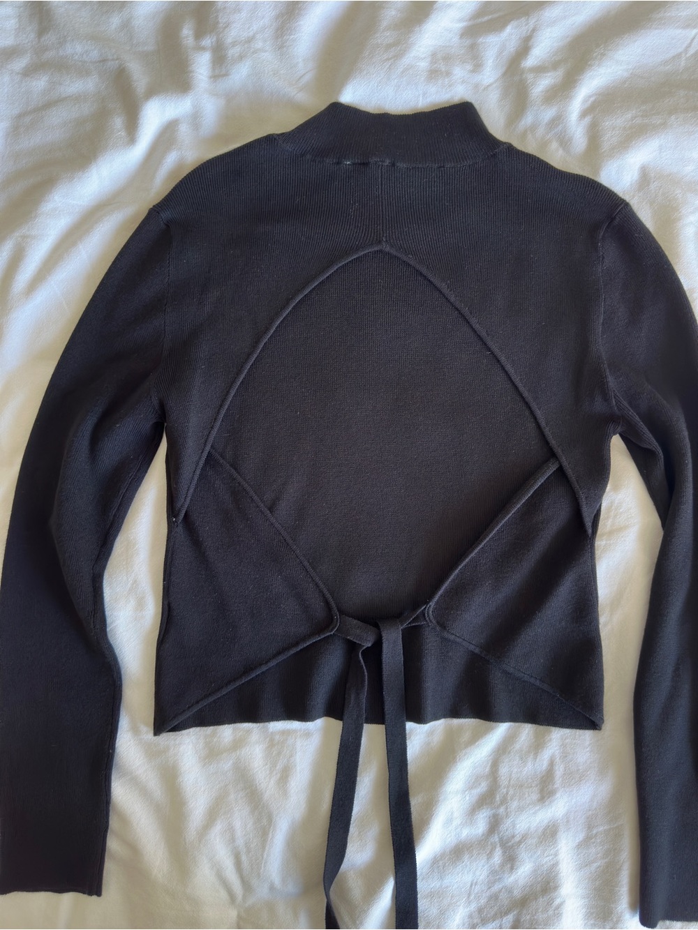 Divided (H&M) - Black Open-Back Tie Detail Knit Top